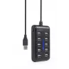 USB-jaotur Gembird UHB-U2P10P-01 — 10-pordiline USB 2.0 jaotur