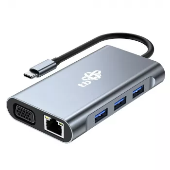 HUB 8in1 adapter USB C HDMI x2 USB VGA RJ45 PD