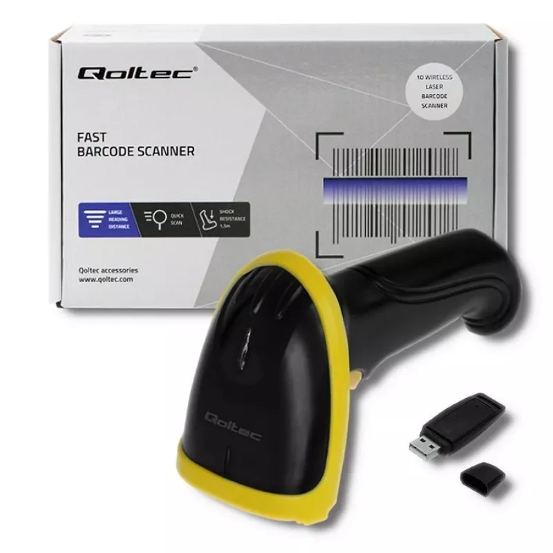 Qoltec 50862 Traadita laser-vöötkoodiskanner 1D | 2,4 GHz