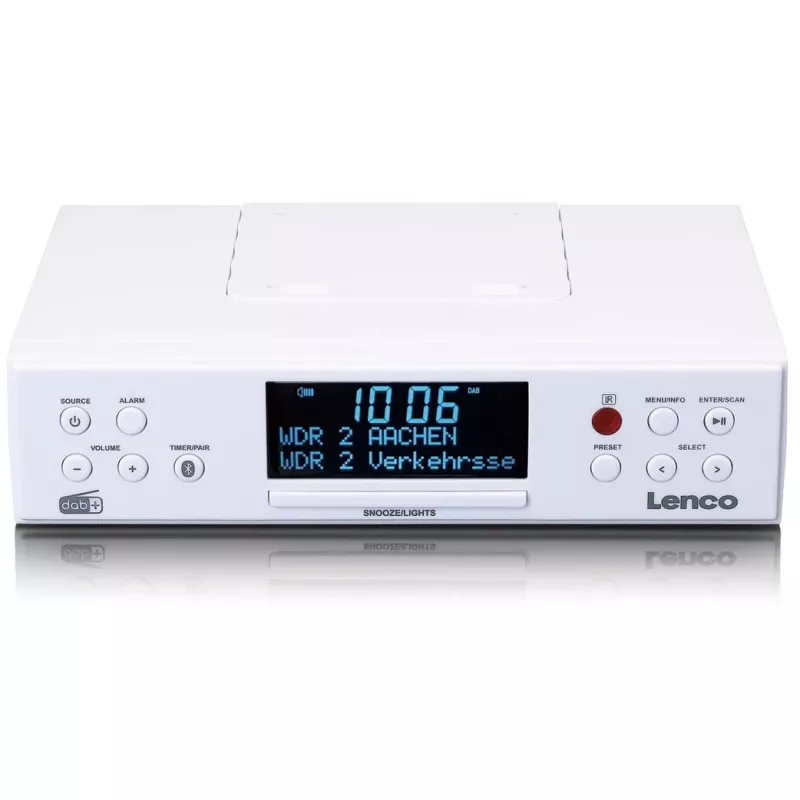 Lenco KCR-190WH köögiraadio kappide alla PLL FM, DAB+ ja Bluetoothiga, valge