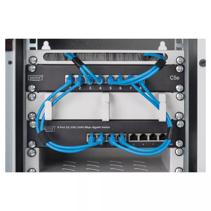 Switch DIGITUS 10 inch Gigabit Ethernet 8-Port Unmanaged - 8x Gigabit RJ45, rack-monteritav