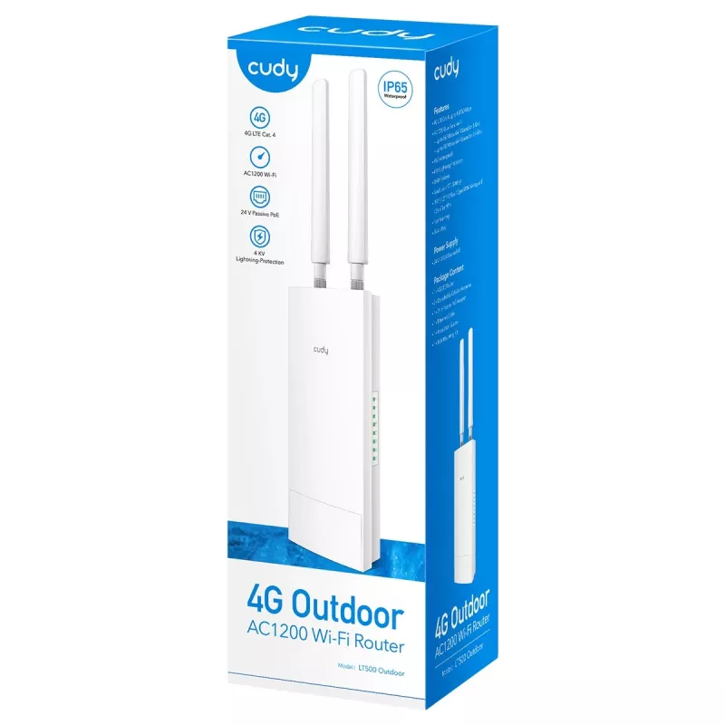 Cudy LT500 traadita ruuter Fast Ethernet Dual-band (2,4 GHz / 5 GHz) 4G Valge