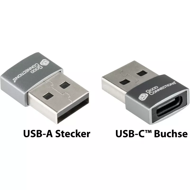 Good Connections Adapter USB 2.0 Plug A an USB-C Socket Alumiiniumkorpus Hall (USB-AD203)