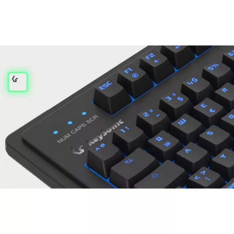Juhtmega mehaaniline täissuuruses klaviatuur KeySonic KSK-8202ELU-T (DE) — USB, saksa paigutus, must