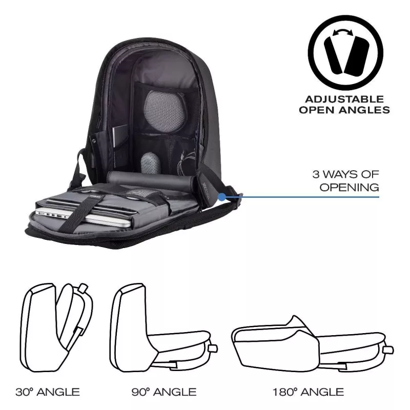Seljakott XDDESIGN Bobby Hero XL — 21,5 L, mahutab 17-tollise sülearvuti, tahvelarvuti lahtri, korralduspaneeli, must