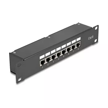 DeLOCK 10-tolline ühenduspaneel 8 pordiga Cat.6 RJ45 must 1U