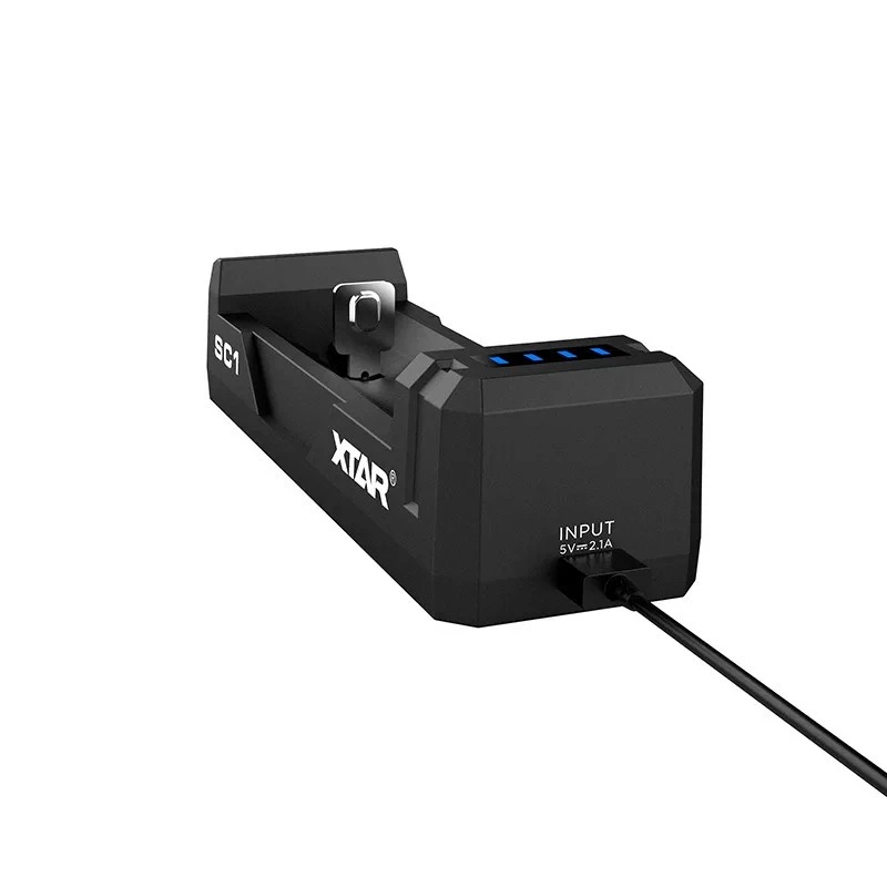 Aku laadija XTAR SC1 ühe pesaga USB‑C Li‑ion 18650 elementidele, 1-pesaline, must