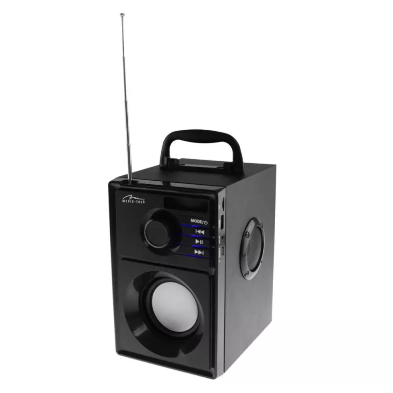 Juhtmevaba kõlar MEDIA-TECH MT3179, 20W (RMS 15W), Bluetooth 5.1, FM, MicroSD, USB, AUX, Li-Ion, 6 h, puitkere