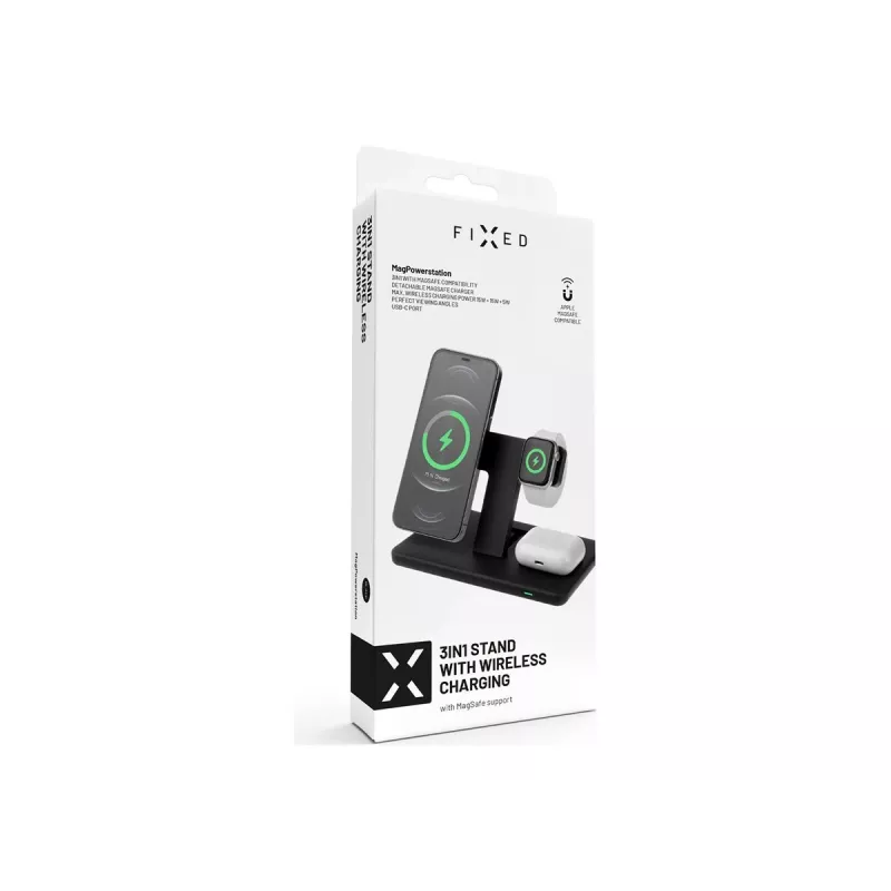 Fixed | MagPowerstation 3-in-1 traadita laadimisalus MagSafe kinnitusega | FIXMPOS-BK | Must