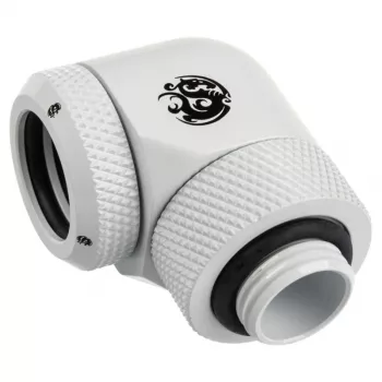 Adapter 90° G1/1/4 isane 14 mm kõvatorule, pööratav — BitsPower BP-DWE90RML14, valge