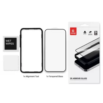 Karastatud klaasist ekraanikaitse Crong 9H Full Glue iPhone 16/15 jaoks