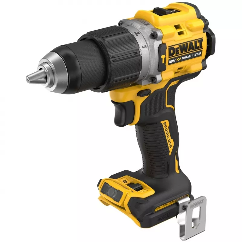 Püstolkäepidemega puur DeWalt DCD805NT-XJ — 18 V harjadeta, 2000 p/min, 90 N·m, 13 mm padrun, 1,34 kg
