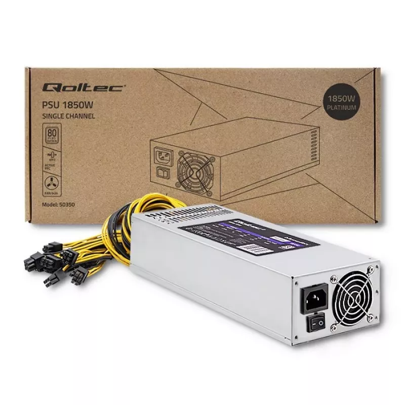 Qoltec 50350 toiteplokk 1850W PCI-E | 80 Plus Platinum | Gaming Miner