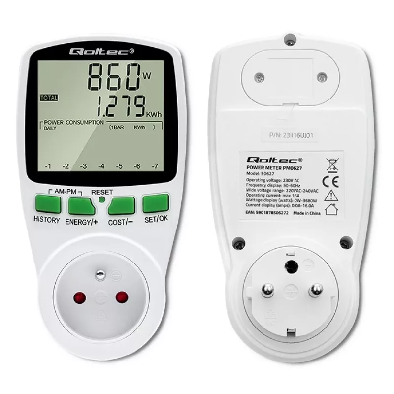 Võimsusmõõtur QOLTEC PM0627 3680W ajalooga — QOLTEC PM0627 3680W