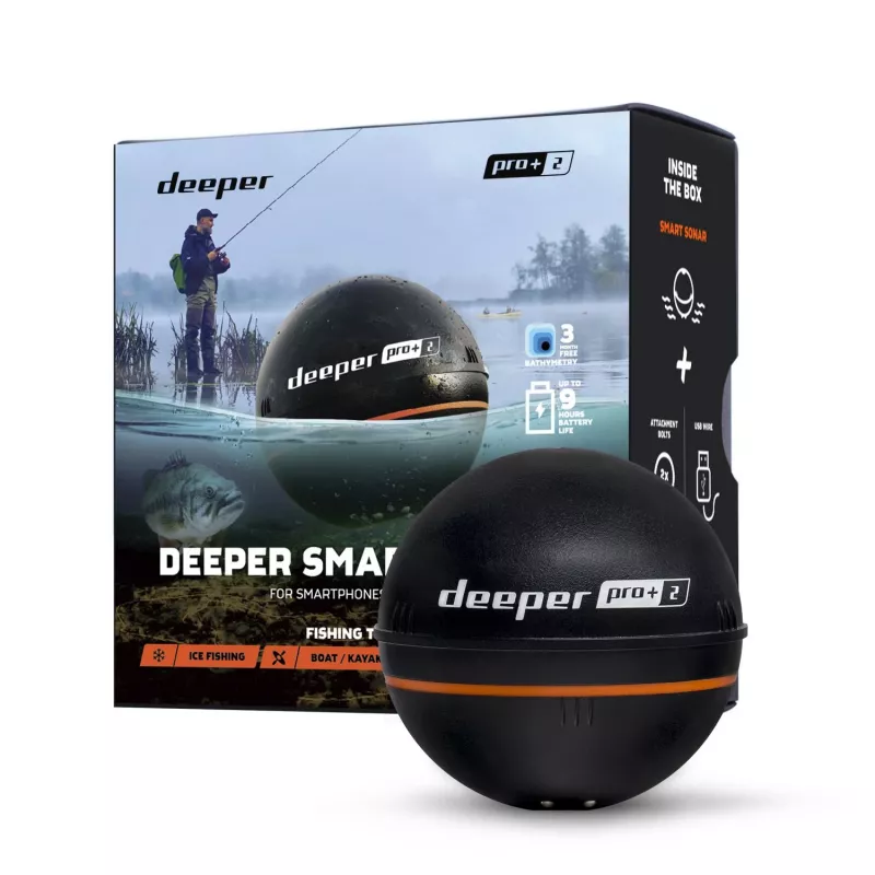 Kaasaskantav kajalood Deeper Smart Sonar PRO+ 2 kajalood 675 kHz, 100 m ulatus, 65×65×65 mm, liitiumioonaku 950 mAh