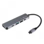 USB-C jaotur FIXED FIXHU-MN-GR 5-pordiline mini sülearvutitele ja tahvelarvutitele