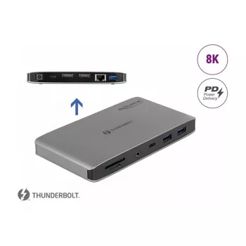 Docking Station DeLOCK Thunderbolt 3 8K Dual DisplayPort USB LAN SD Audio PD 3.0