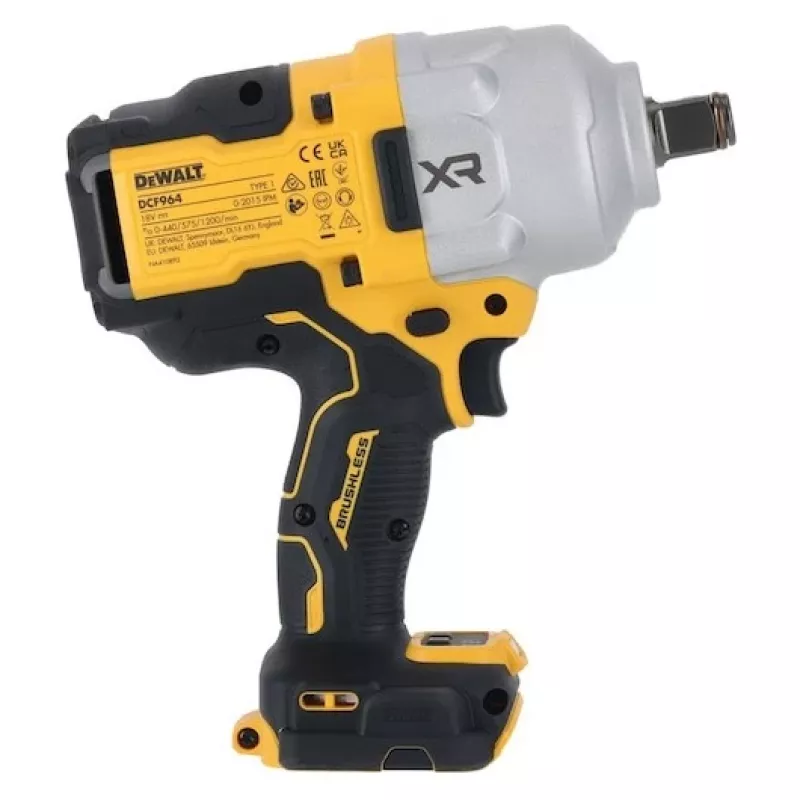 Juhtmeta löökkruvikeeraja DeWalt DCF964NT-XJ — harjadeta, 18V Li-Ion, 3/4-tolline padrun, 3 käiku, 4 režiimi, maksimaalne pöördemoment 1925 Nm, 1200 p/min