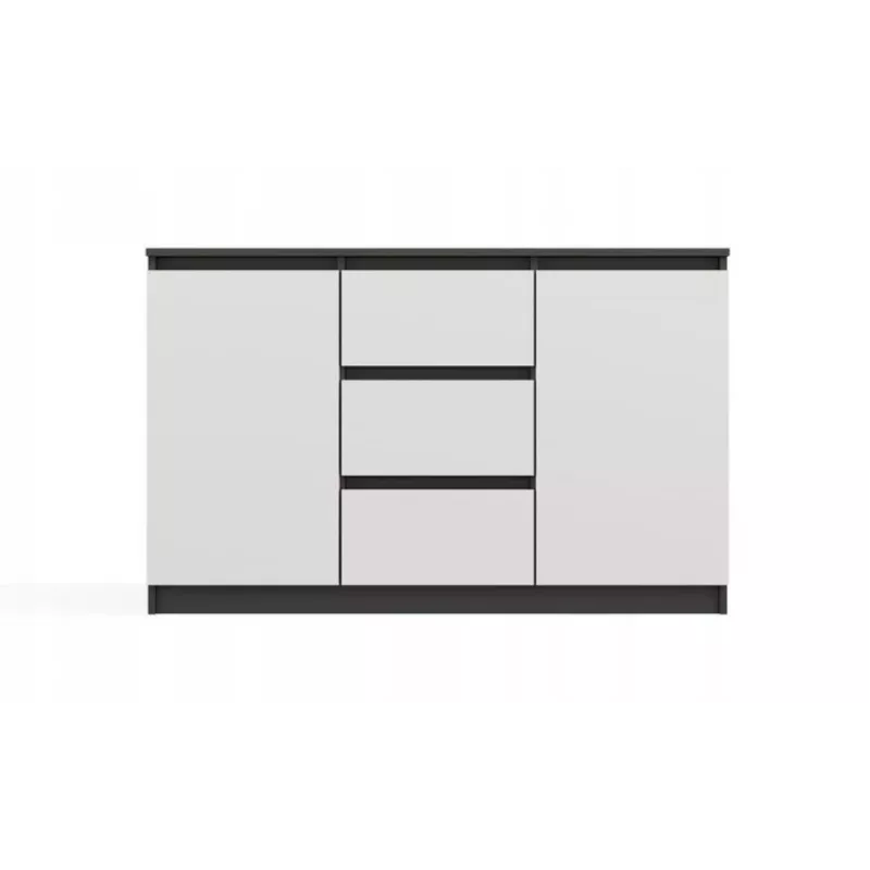Kummut 2 ust 3 sahtlit top e shop M-MP-K-MAL-2D3S-ANTBIA — antratsiidist raam, valged uksed, 1200×750×400 mm