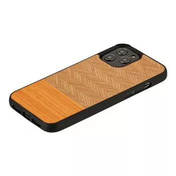 Kaitseümbris Man and Wood iPhone 12 Pro Maxile — herringbone arancia must
