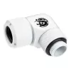 Liitmik BitsPower BP-DWE90RMLA12 — messingist 90° nurgaliitmik, valge, Ø 12 mm