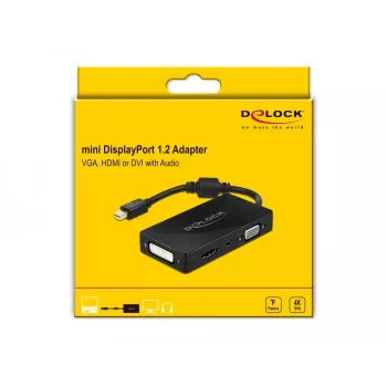 Adapter DeLOCK Mini DisplayPort 1.2 VGA-le HDMI-le DVI-le Audio 4K passiivne must