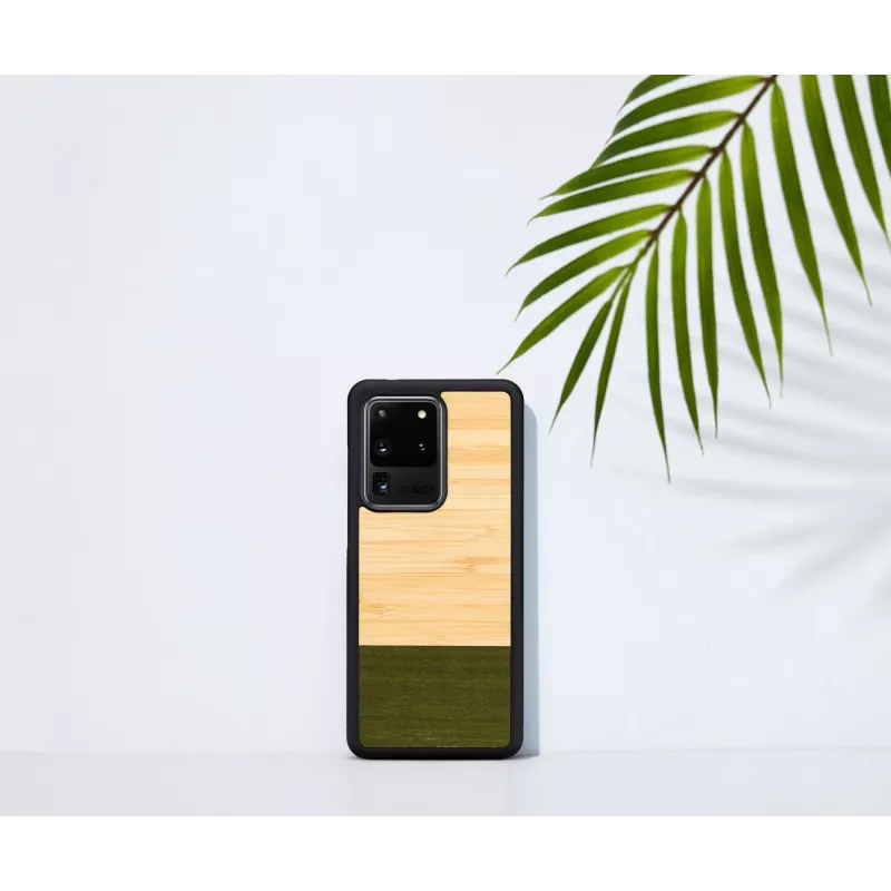 Telefonikest mees ja puit Galaxy S20 Ultra bambus must — kaitsev tagakaas, naturaalse bambuse sisuga
