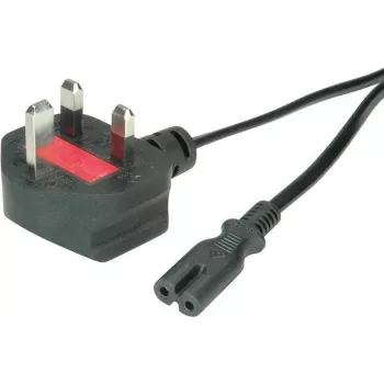 VALUE - Toitekaabel - BS 1363 (M) nurga all toite IEC 60320 C7 sirge - AC 250 V - 2,5 A - 1,8 m - Must (19.99.2017)