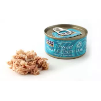 Märg kassitoit FISH4DOGS Tuunifilee krabiga 70 g — purk, 70 g, 85% niiskust, 12% valku