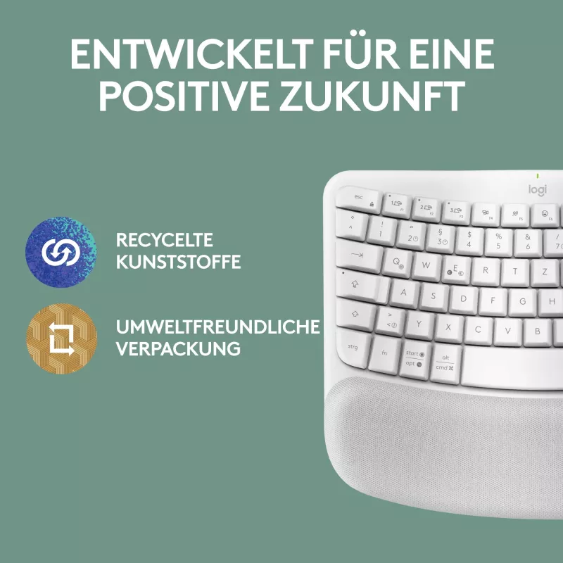 Klaviatuur Logitech Wave Keys for Mac QWERTZ Saksa Valge