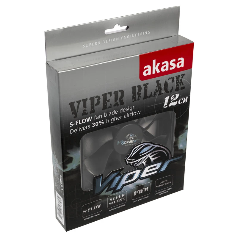 AKASA Viper 120 mm korpuse ventilaator - must