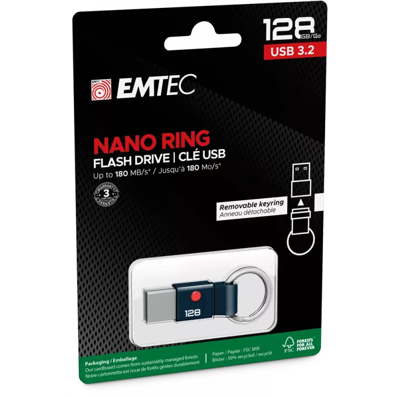 USB-mälupulk EMTEC ECMMD128GT103 128 GB USB Type-A 3.2 Gen 1 (3.1) must, lugemine 180 MB/s, kirjutamine 25 MB/s