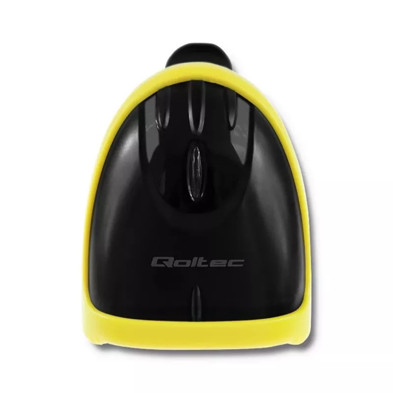 Pihukoodilugeja QOLTEC 50867 — 1D/2D laserskanner, USB-juhtmega, 600 mm lugemisulatus, kollane/must