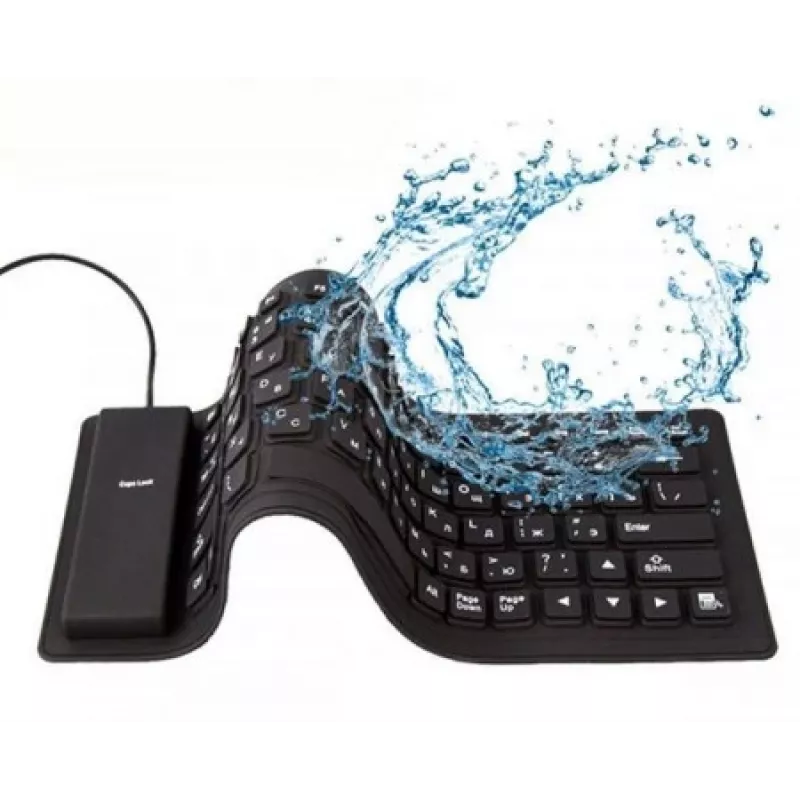 Silikoonklaviatuur USB+PS/2 must