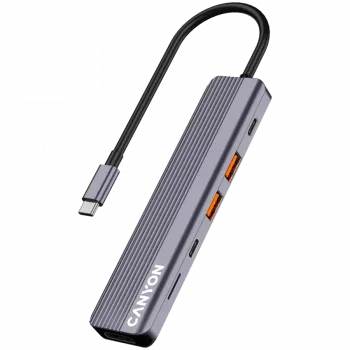 USB USB-C jaotur CANYON DS-17 — HDMI, USB 3.2 Gen 1 A, USB-C, MicroSD, 10000 Mbit/s, hall