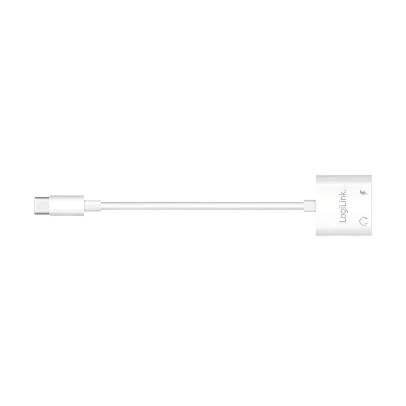 LogiLink USB-C heliadapter, USB-C/M kahele USB-C/F, 60 W PD, valge