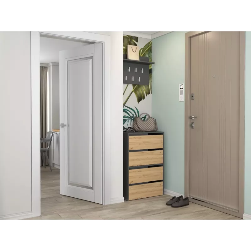 Suletud kingakapp Top e Shop MODO X2 ANT/ART — antratsiit ja tamm, 600×880×360 mm, puitlaastplaat