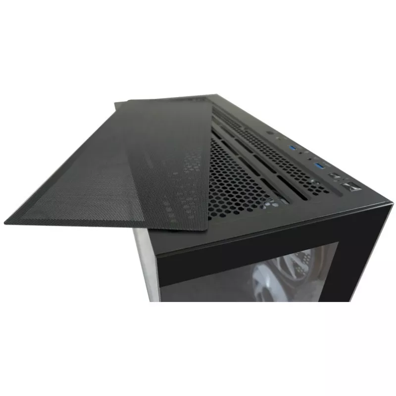 LC-Power korpus MidiTower 715B must USB3.2/Audio ilma toiteplokita SEAMLESS_X (LC-715B-ON)
