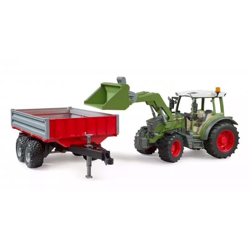 Mängutraktor BRUDER Fendt Vario 211 eeslaaduri ja külghaagisega