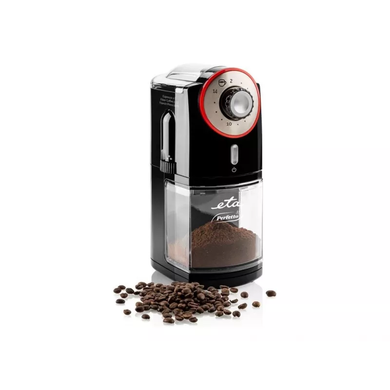 Kohviveski ETA Perfetto ETA006890000 — 100 W mootor, 200 g oasüsteem, kuni 14 tassi, kaane ohutuslüliti, must