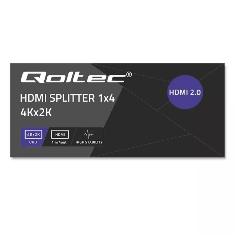 Qoltec 51799 Aktiivne HDMI jaotur 4 x HDMI 4K x 2K | 6Gb/s | 60Hz