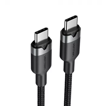 USB-C andme- ja laadimiskaabel Vention TRDBH, 2 m, USB 2.0, 60 W PD, 3 A, 480 Mbit/s, must