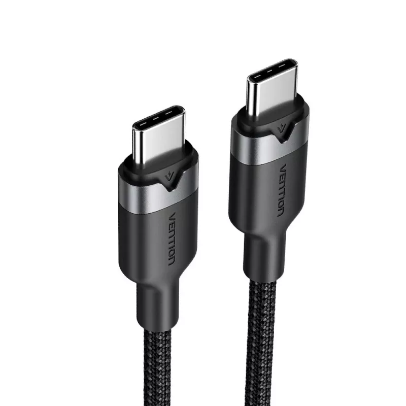 USB-C andme- ja laadimiskaabel Vention TRDBH, 2 m, USB 2.0, 60 W PD, 3 A, 480 Mbit/s, must