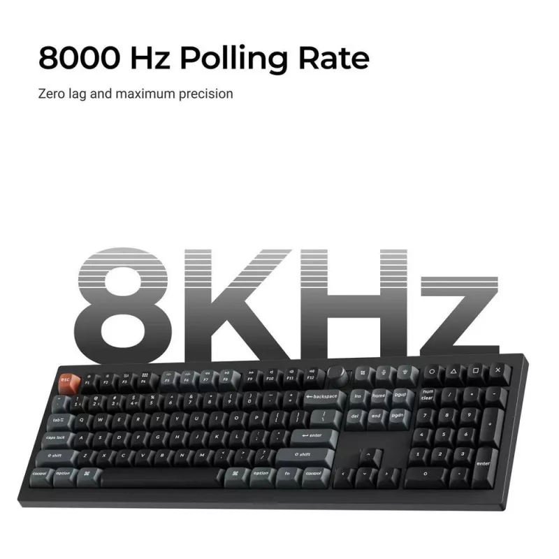 Mehaaniline täissuuruses (100%) klaviatuur Keychron V6 Ultra 8K — QWERTY, Bluetooth, RGB LED, must