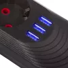 Pistikupesa MACLEAN MCE395 B — 5 pistikupesa, 3×USB, 110–240V AC, 2.1A USB, 2500W, 1.5 m kaabel, must