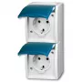 BUSCH JAEGER BJ 20-02EW-53 pistikupesa hingedega kaanega vertikaalne 2f ookean IP44 hall/sinine