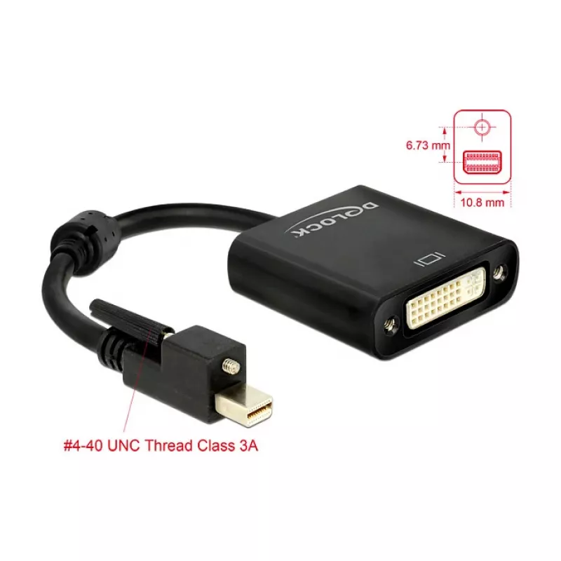 Video kaabli adapter DeLOCK 62639 Mini DisplayPort DVI-I-le 0,25 m Must