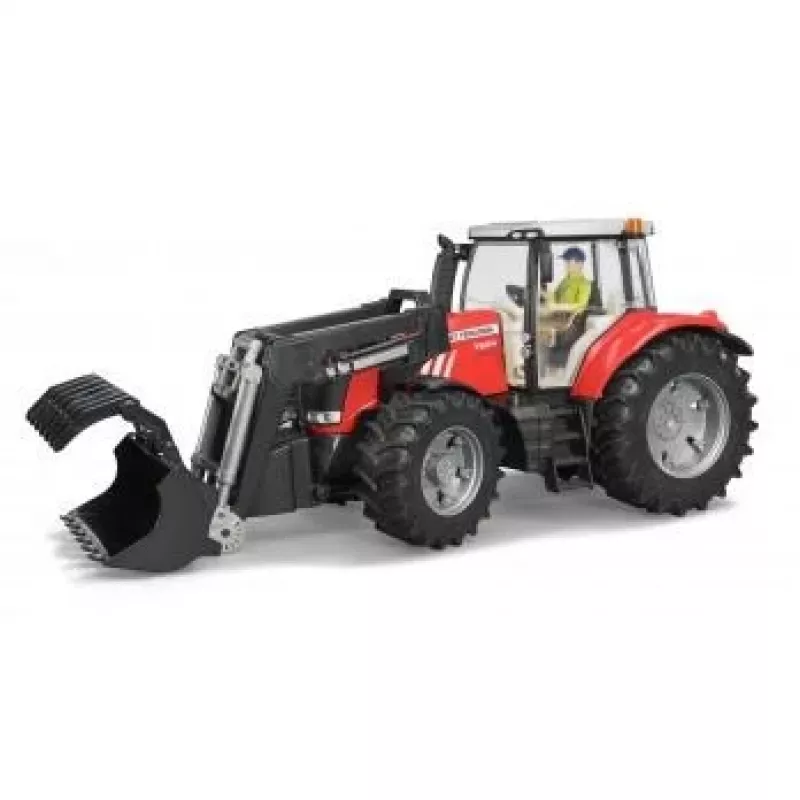 Mängutraktor BRUDER Massey Ferguson 7624 esilaaduriga, punane, alates 3. eluaastast