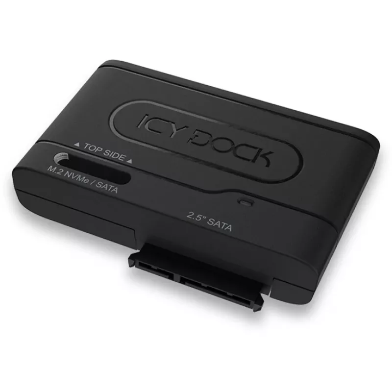ICY DOCK EZ-Adapter MB104U-1SMB - Speicher-Controller - 2.5, M.2 (6,4 cm) - M.2 Card (PCIe NVMe & SATA) / SATA SSD - USB 3,2 (Gen 2) - Schwarz (MB104U