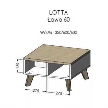 Cama LOTTA 60 Kohvilaud valge/sonoma tamm